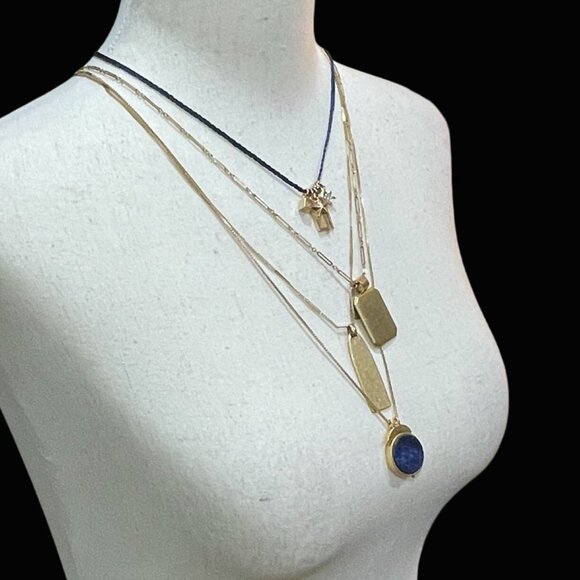 Madewell Lot of 3 Gold Tone Adjustable Necklaces Jewelry Pendant Chain - Picture 2 of 9